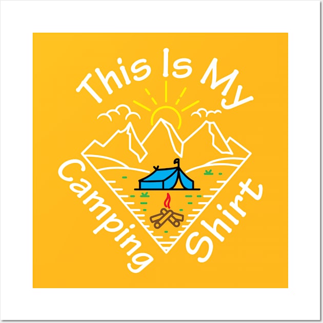 This Is My Camping Shirt Funny Triangle Colour Line art retro design Wall Art by Surfer Dave Designs